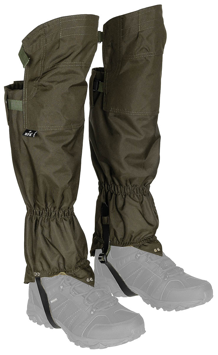 Guêtres MFH Overknee de 55 cm en polyester 600D enduit PVC, doublure coton