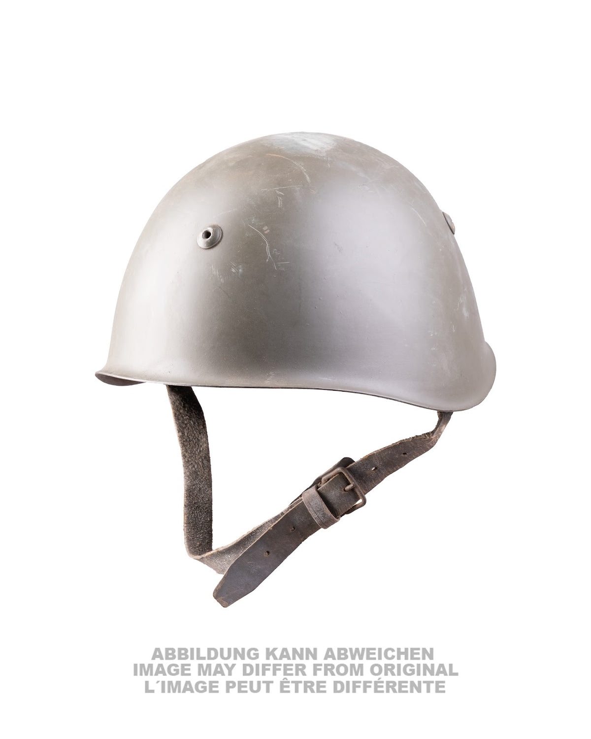 Casque de présentation type italien M33 en acier avec jugulaire en cuir