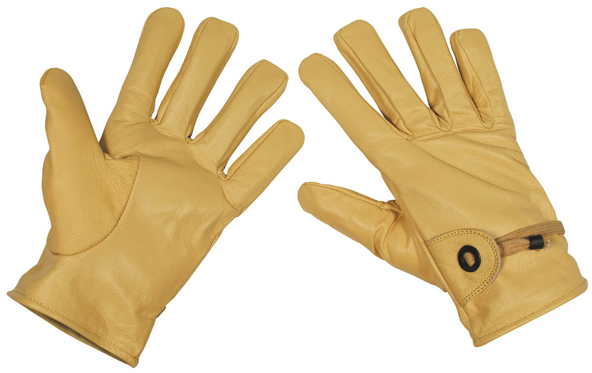 Gants en cuir Western MFH entièrement doublés à cordon de serrage au poignet
