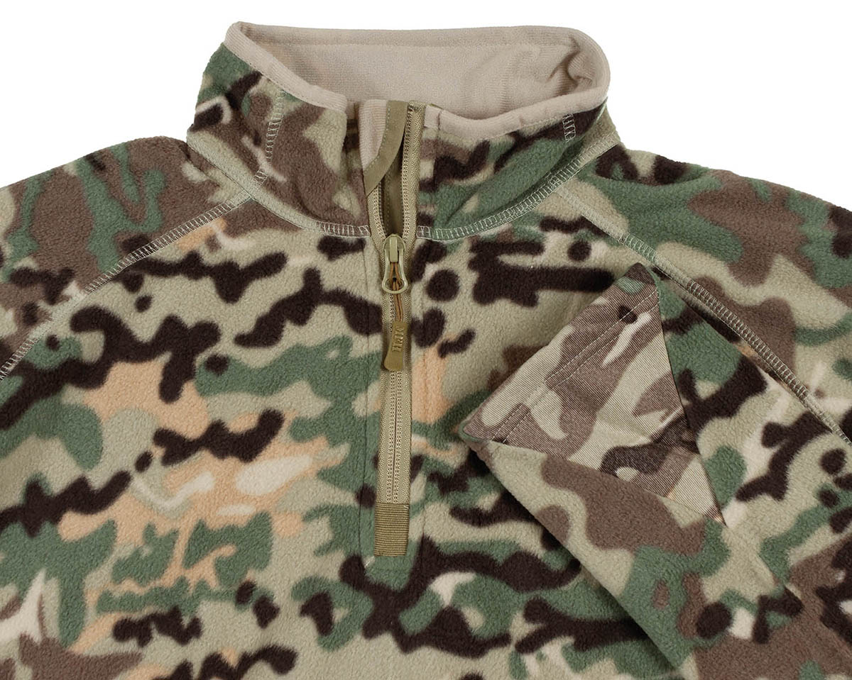 Pull Troyer MFH en micropolaire 200 g/m² col montant à glissière et protège-menton