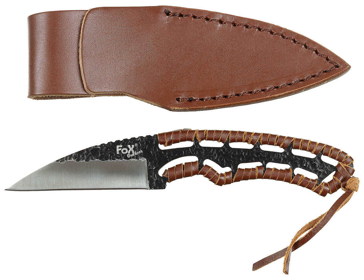 Couteau à lame fixe Büffel II Fox Outdoor lame 7,5 cm manche cuir et gaine cuir