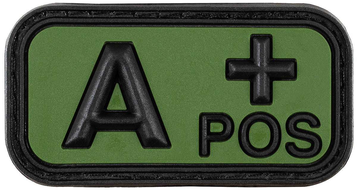 Patch groupe sanguin MFH 3D en caoutchouc 5 x 2,5 cm à dos auto-agrippant