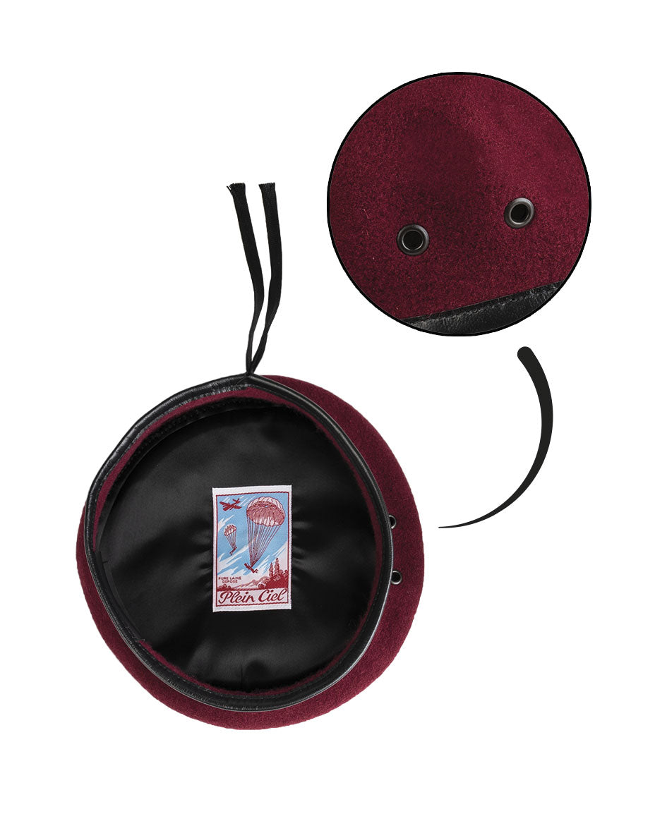 Béret commando type Bundeswehr Mil-Tec en laine mérinos bordure cuir de chèvre UPF 40