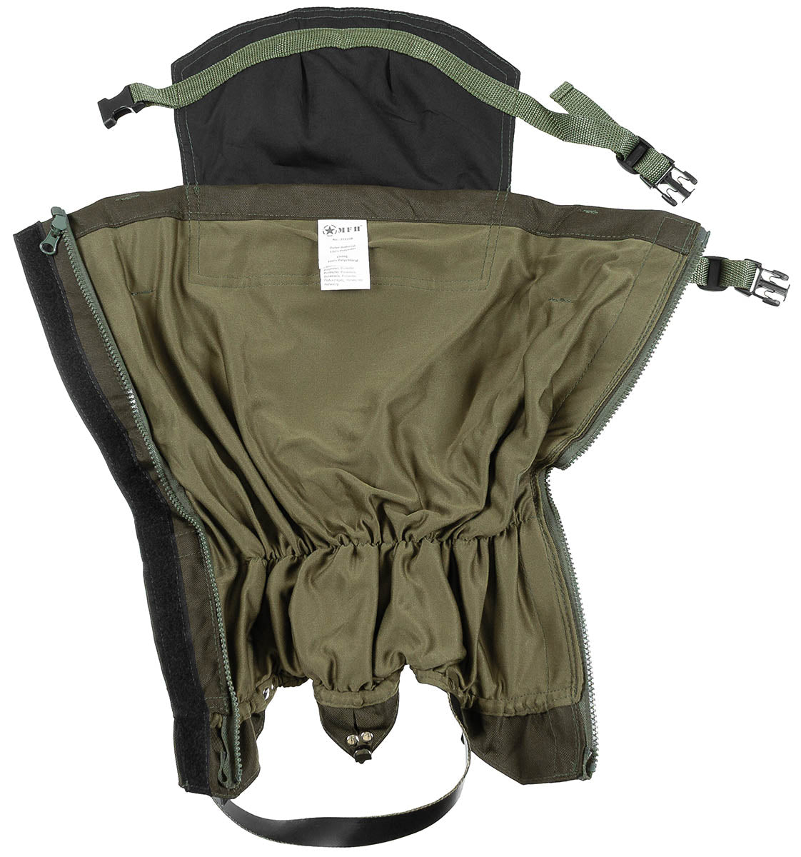 Guêtres MFH Overknee de 55 cm en polyester 600D enduit PVC, doublure coton