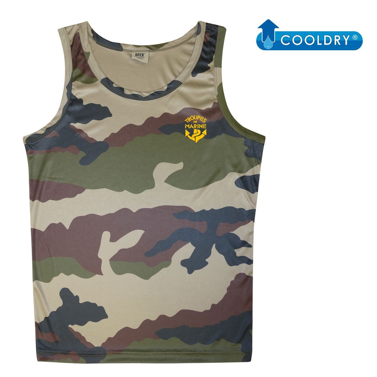 Débardeur OPEX Cooldry sérigraphié Troupes de Marine polyester 155 g/m² séchage rapide