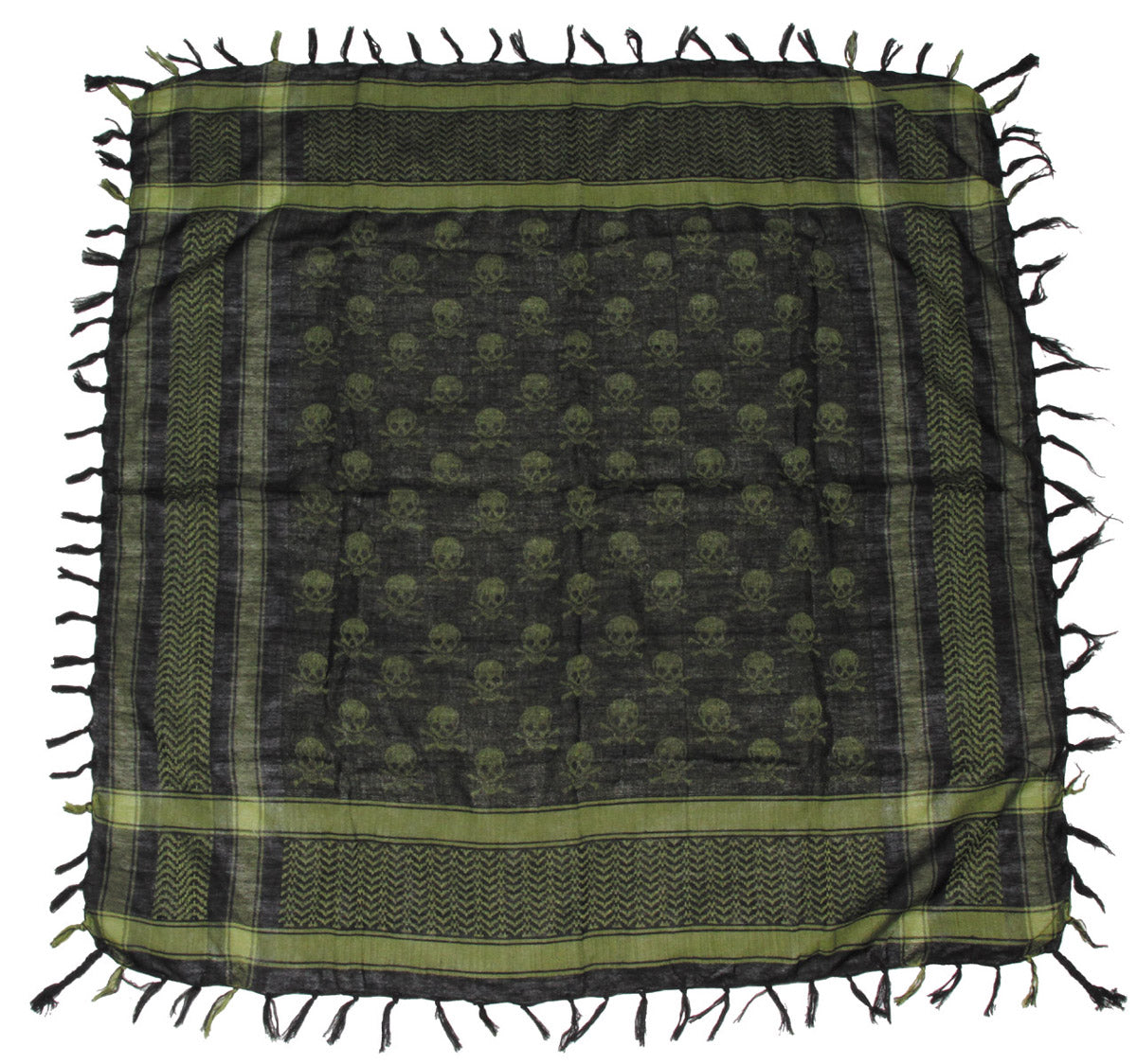 Chèche Shemagh MFH 100 x 100 cm en coton à motif tête de mort, tissage fin