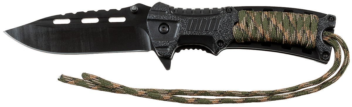 Couteau pliant Fox Outdoor lame 9,3 cm avec allume-feu et sifflet dans le manche