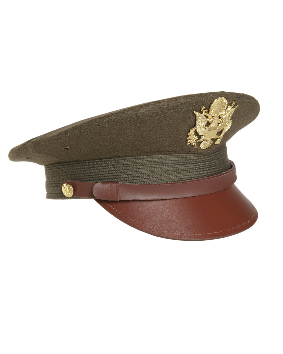 Casquette d'officier type US Mil-Tec en laine avec insigne en laiton et visière synthétique