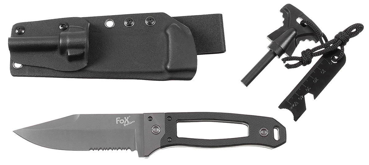 Couteau Scorpion Fox Outdoor pleine soie lame 11,5 cm manche G10 gaine Kydex