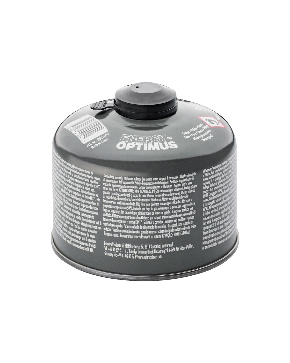 Cartouche de gaz Optimus 4-Season 230 g mélange isobutane propane butane à valve indicatrice