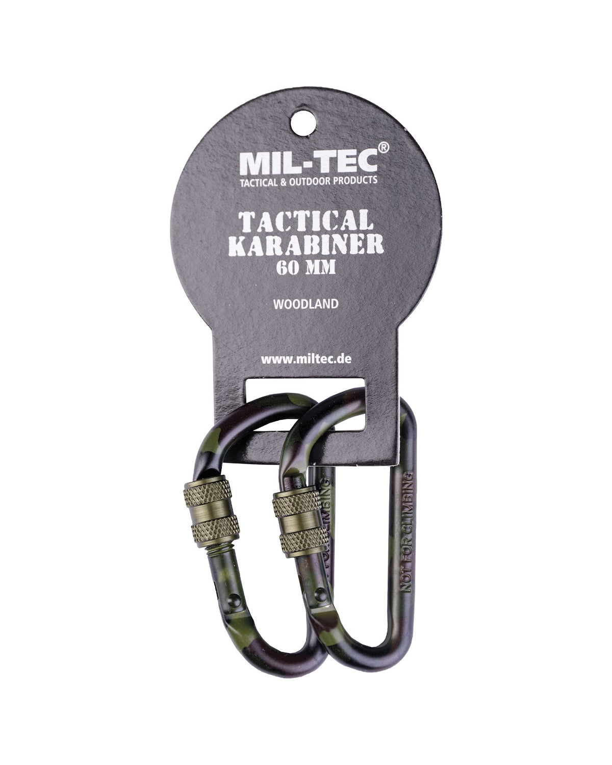 Paire de mousquetons tactiques Mil-Tec en alliage d'aluminium 60 mm pour sangle