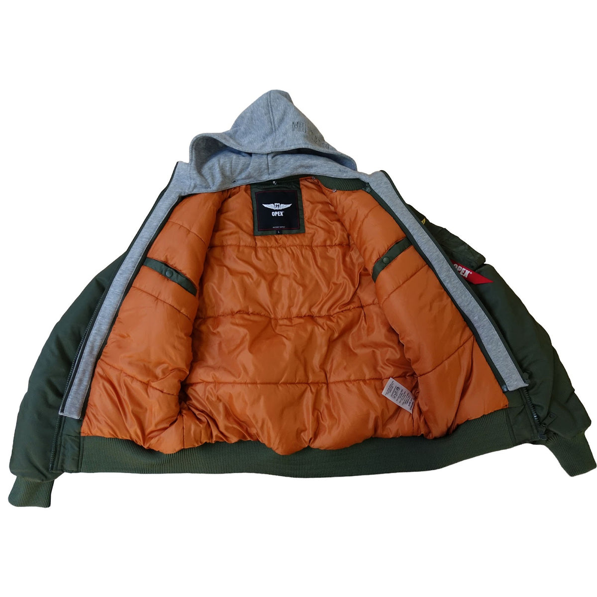 Blouson aviateur en nylon twill doublure matelassée capuche amovible