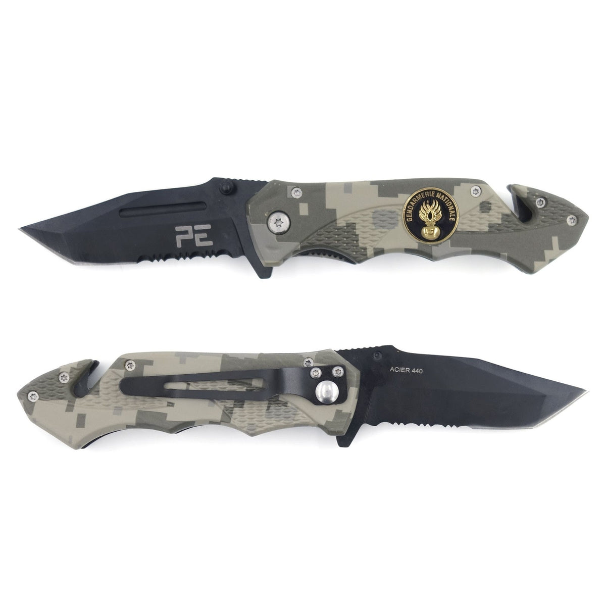 Couteau pliant Patrol Equipement Survival Gendarmerie lame acier 440 de 8,5 cm