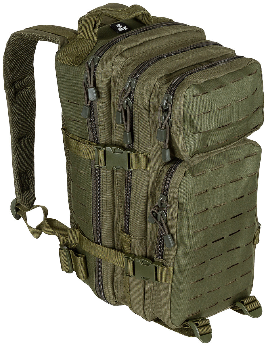 Sac à dos d'assaut MFH US Assault I Laser 30 L à découpe laser et ceinture ventrale