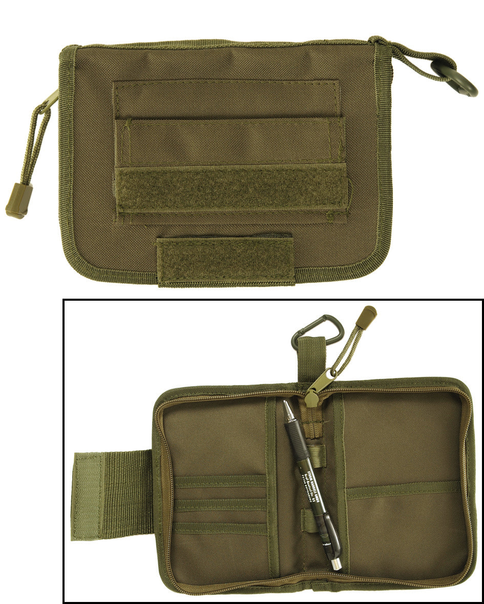 Porte-carnet Mil-Tec en polyester enduit PVC 18,5 x 13 cm avec mousqueton et porte-stylo