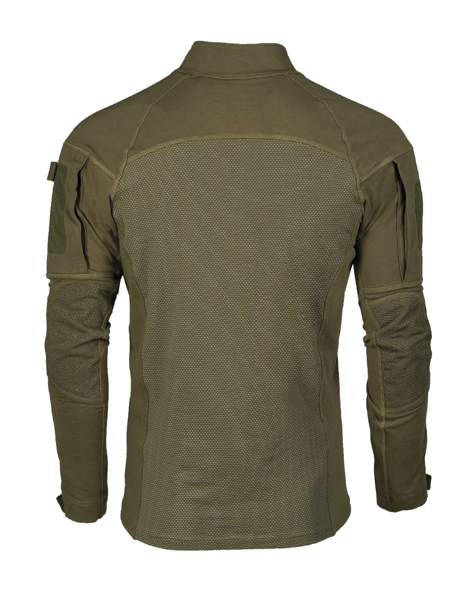 Chemise de combat Mil-Tec Assault en coton elasthanne col montant protege-menton