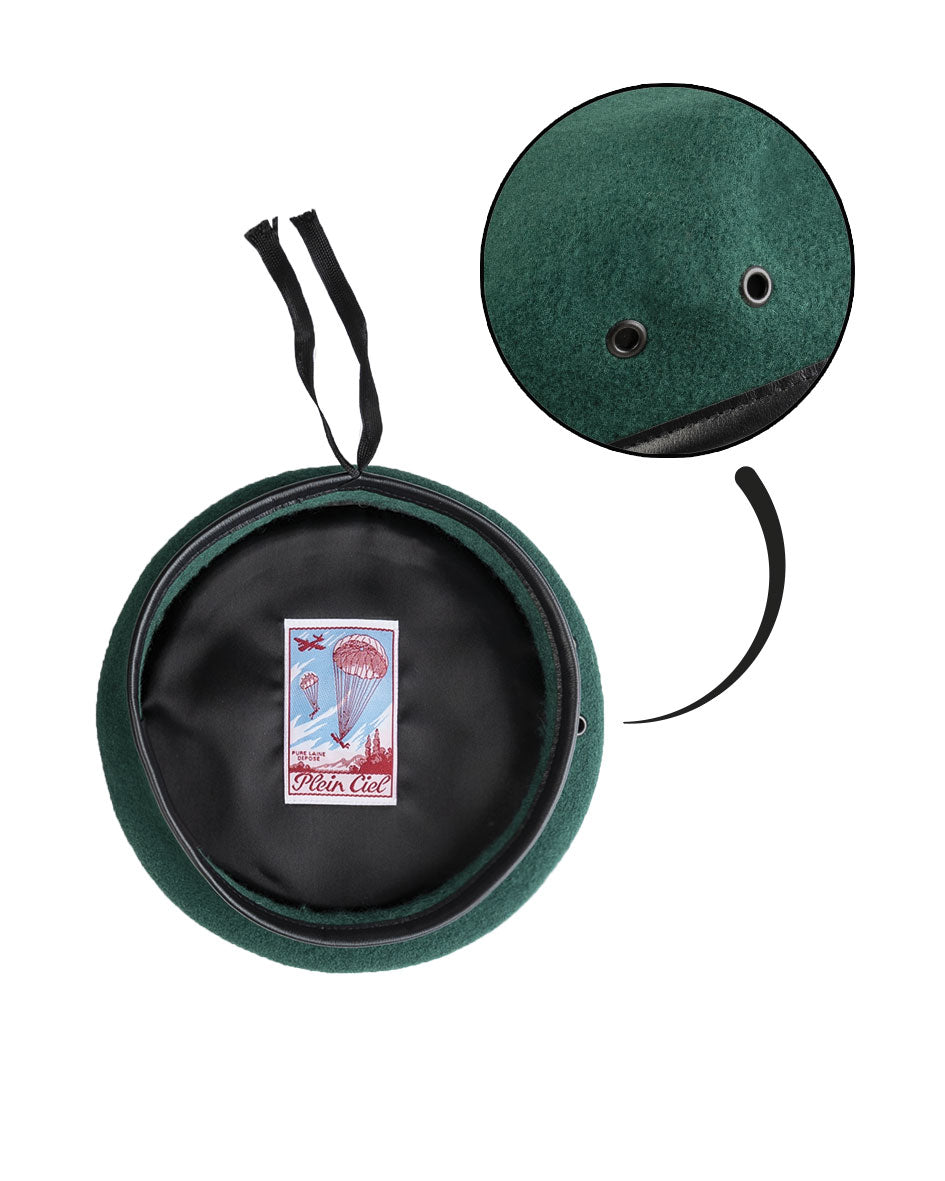 Béret commando type Bundeswehr Mil-Tec en laine mérinos bordure cuir de chèvre UPF 40