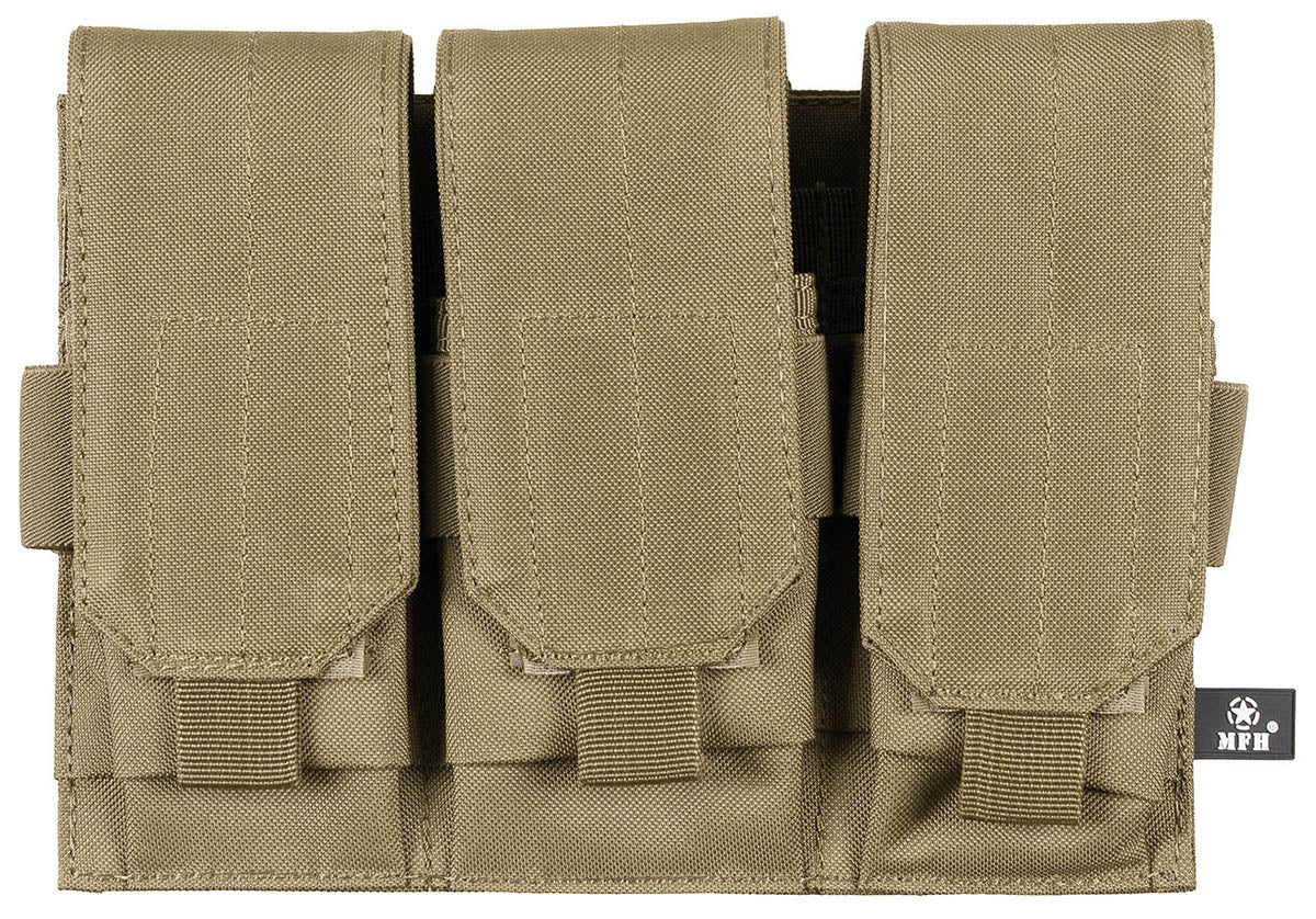 Porte-chargeur triple MOLLE MFH à quatre sangles de fixation, 25 x 19 x 5 cm