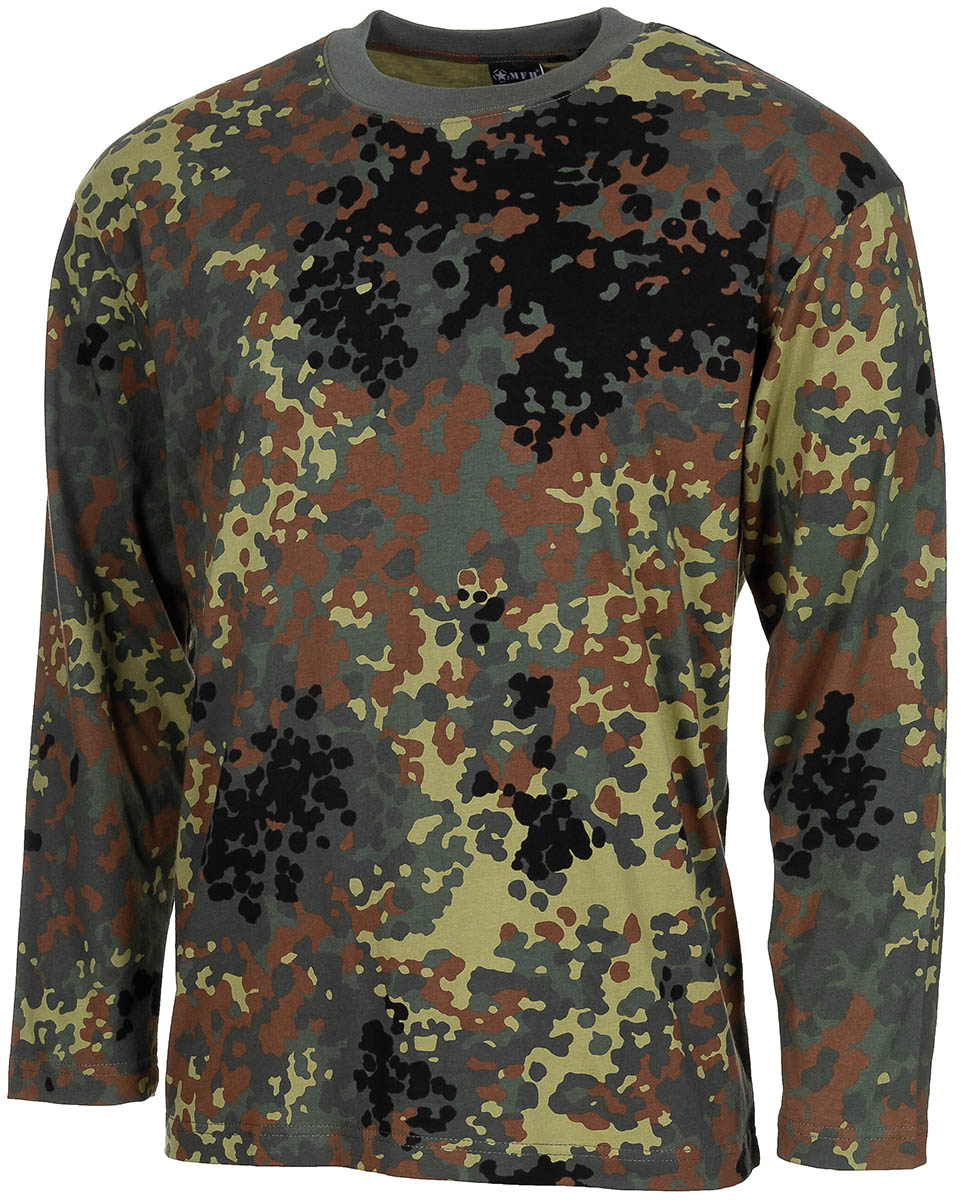 T-shirt US manches longues MFH en coton jersey simple à col rond renforcé