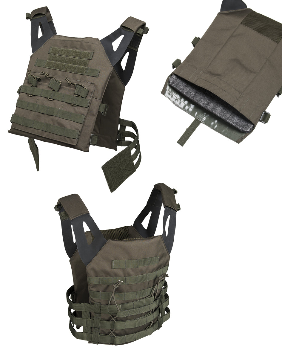 Gilet porte-plaques Mil-Tec Gen. II en polyester 600D Oxford avec plaques factices