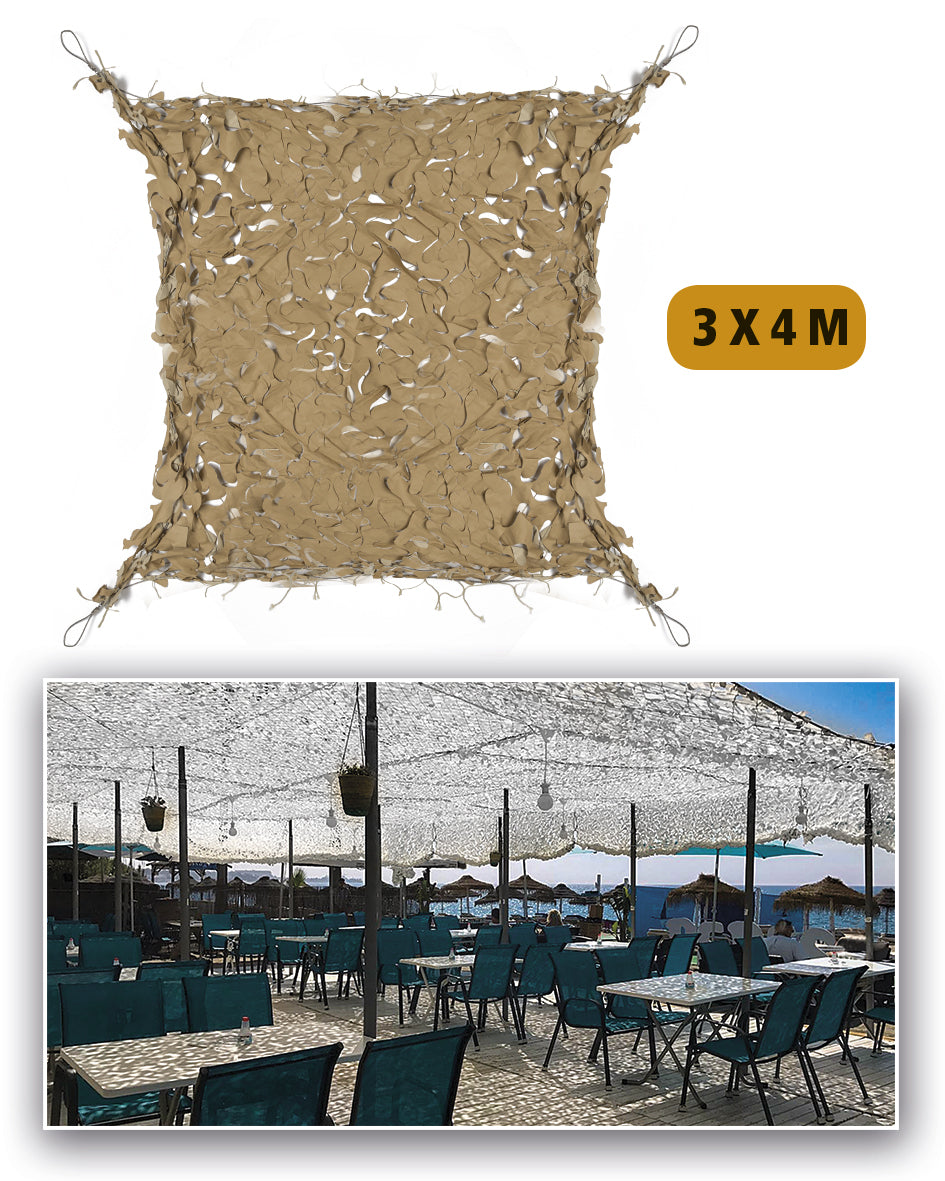Filet de camouflage Mil-Tec Shadow Sail 3 x 4 m en polyester ripstop, ombrage 70 à 80 %
