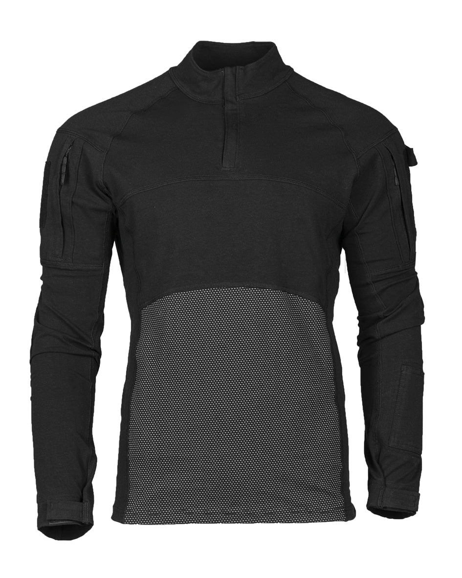 Chemise de combat Mil-Tec Assault en coton elasthanne col montant protege-menton