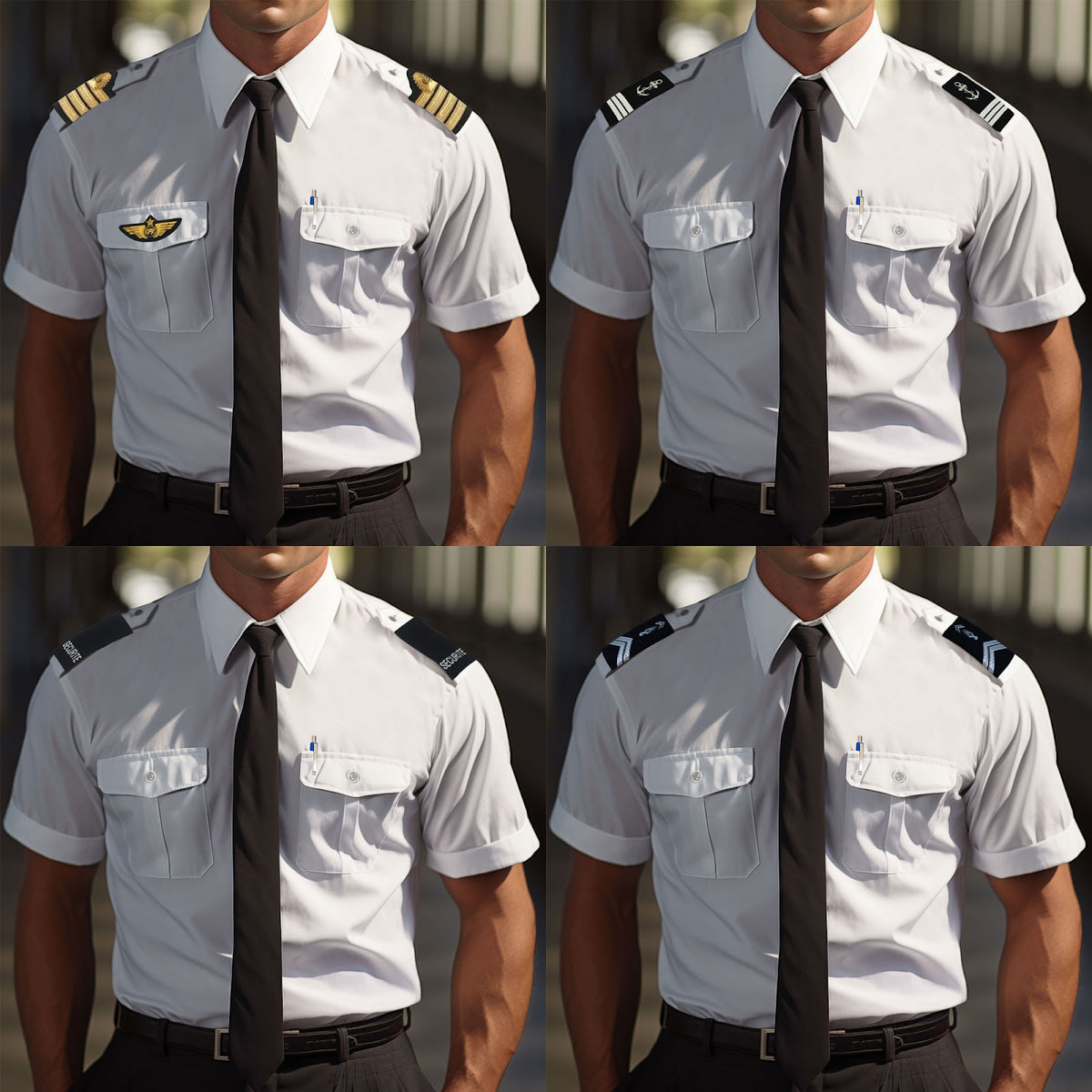 Chemise de service pilote manches courtes polycoton 60/40 pattes d'épaules