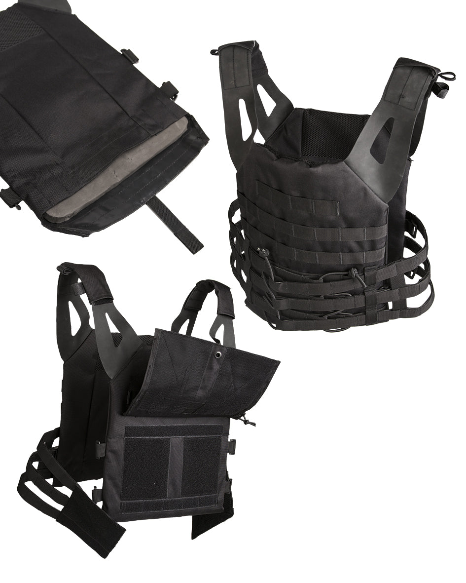 Gilet porte-plaques Mil-Tec Gen. II en polyester 600D Oxford avec plaques factices