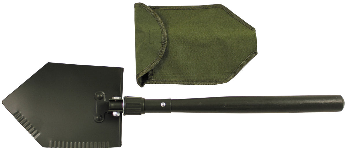 Pelle pliante MFH manche bois 2 pièces 62 cm lame dentée 700 g avec étui