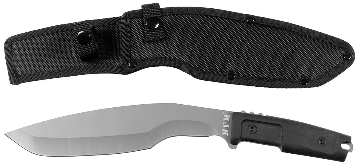 Machette Kukri MFH lame 24 cm revêtue titane manche caoutchouc et fourreau nylon