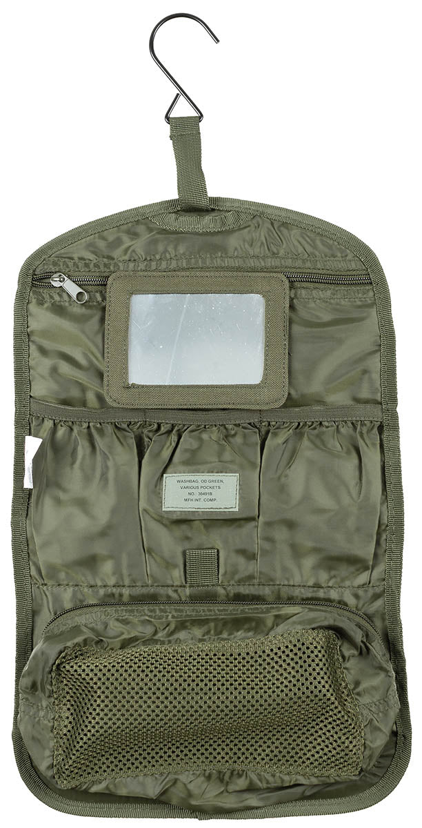 Trousse de toilette britannique à enrouler MFH en polyester 42 x 26 cm avec miroir