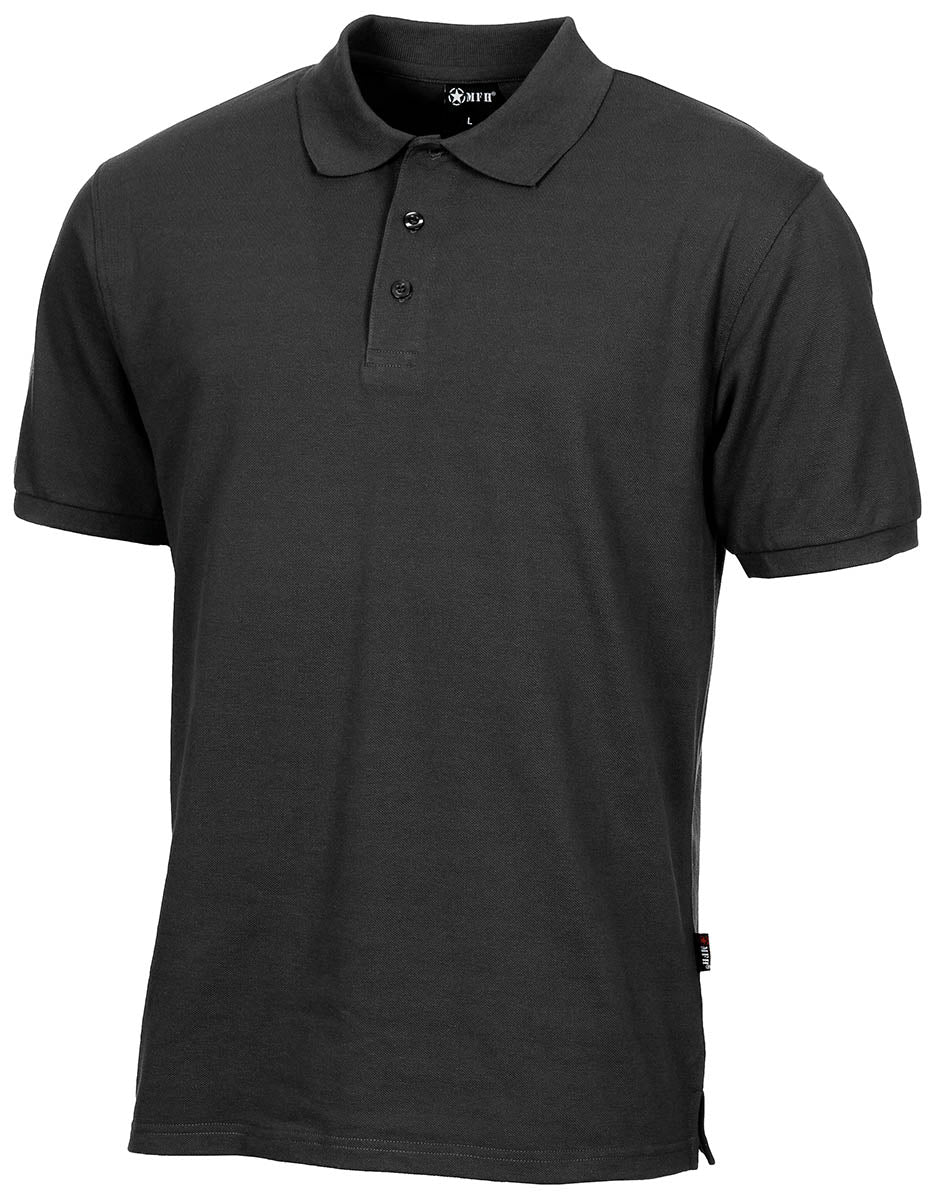 Polo MFH en polycoton patte trois boutons col tricoté et fente latérale renforcée