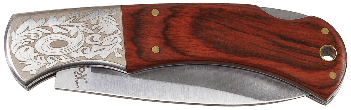 Couteau pliant Fox Outdoor manche bois à platines ouvragées lame 8,5 cm