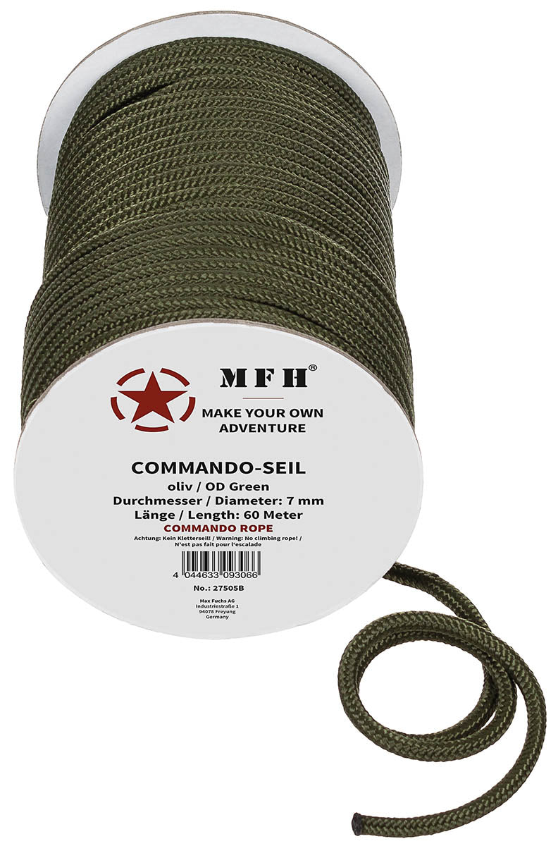 Corde utilitaire MFH en polypropylène 100 % couronne de 60 m en 5, 7 ou 9 mm