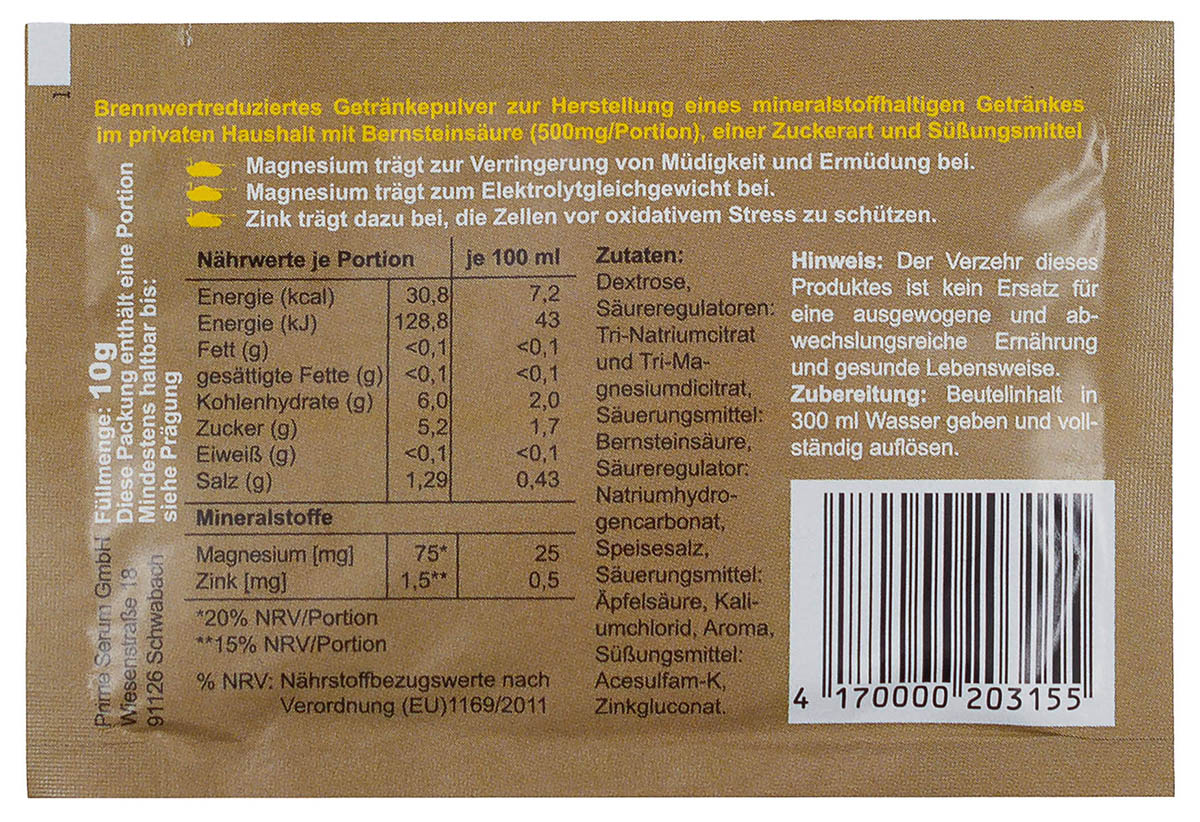 Poudre pour boisson MFH Granatenbrause 10 g au magnésium et au zinc