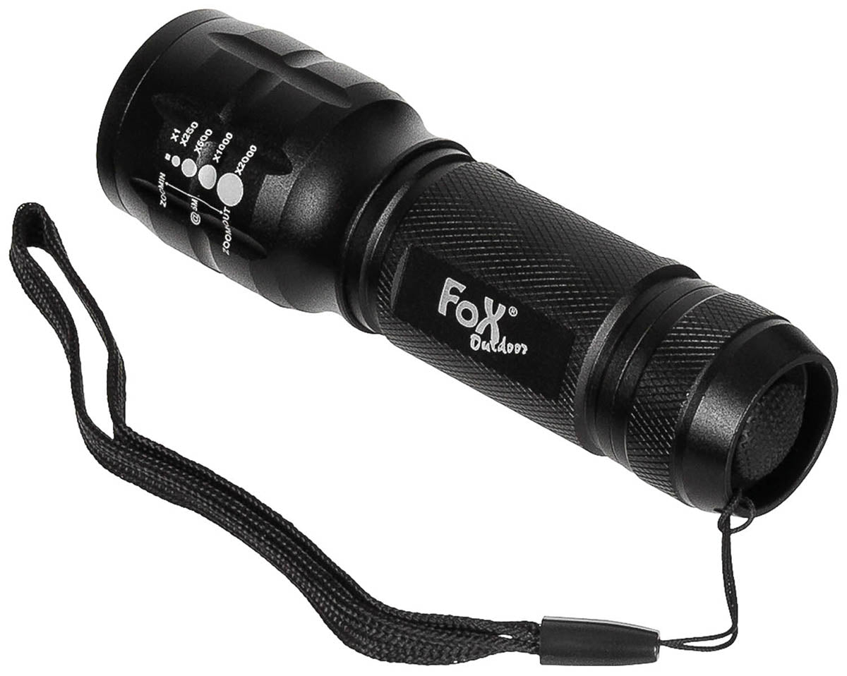 Lampe torche Fox Outdoor Mini 3 watts à faisceau réglable 150 lumens portée 150 m
