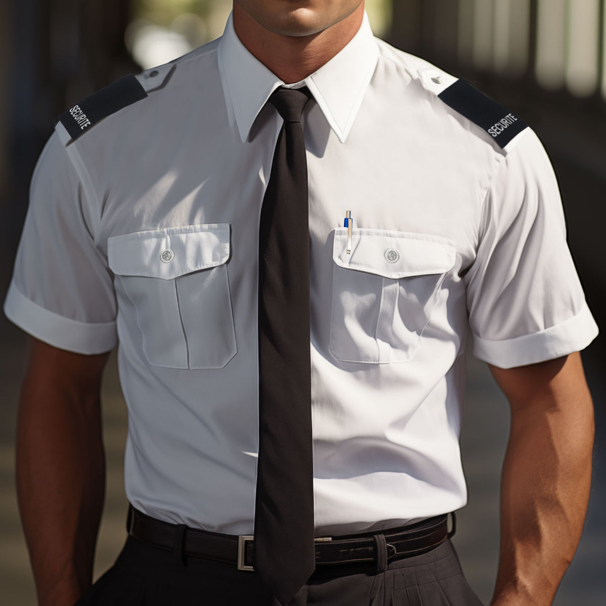 Chemise de service pilote manches courtes polycoton 60/40 pattes d'épaules