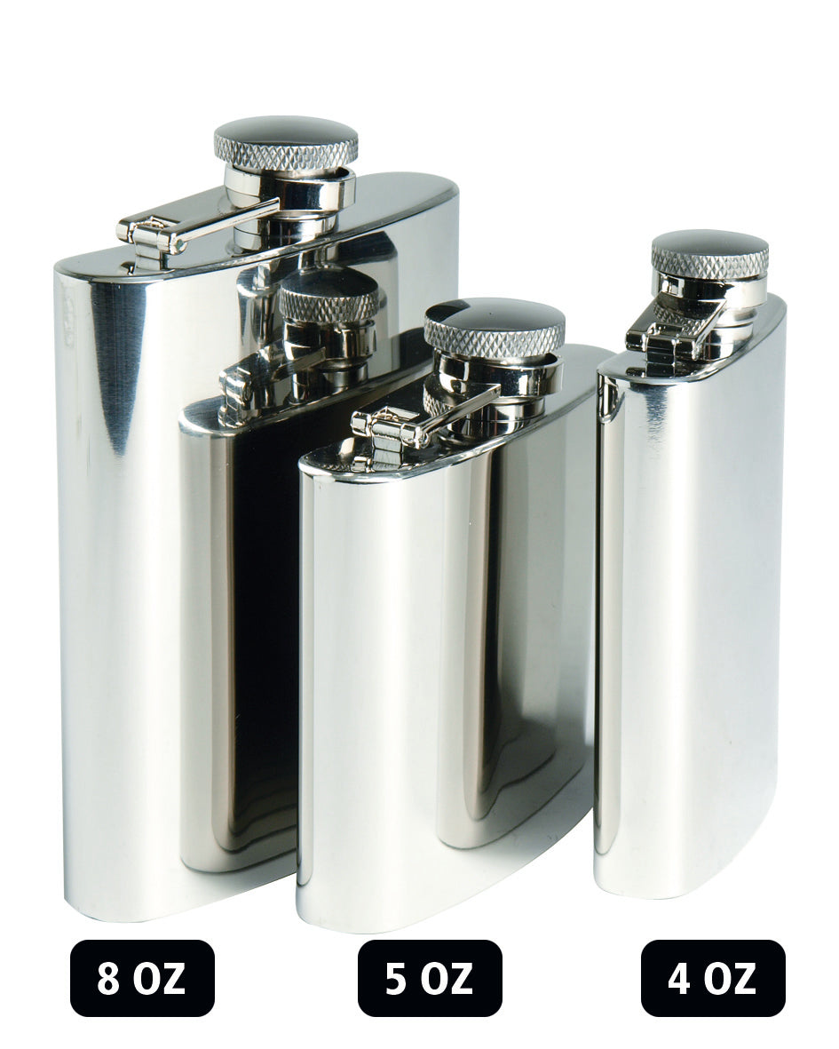 Flasque de poche Mil-Tec en acier inoxydable poli 8 oz 220 ml 9,7 × 2,3 × 13 cm