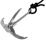 Grappin pliant MFH en acier inoxydable 3 griffes avec corde 15 m pour récupération d'objet