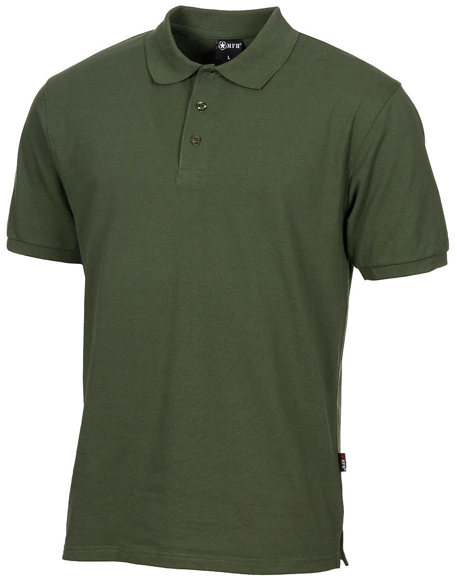 Polo MFH en polycoton patte trois boutons col tricoté et fente latérale renforcée