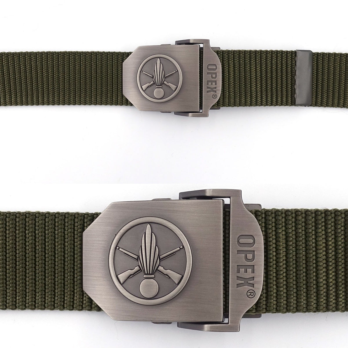 Ceinture OPEX à boucle acier gravée Infanterie sangle nylon 130 x 3,5 cm taille unique