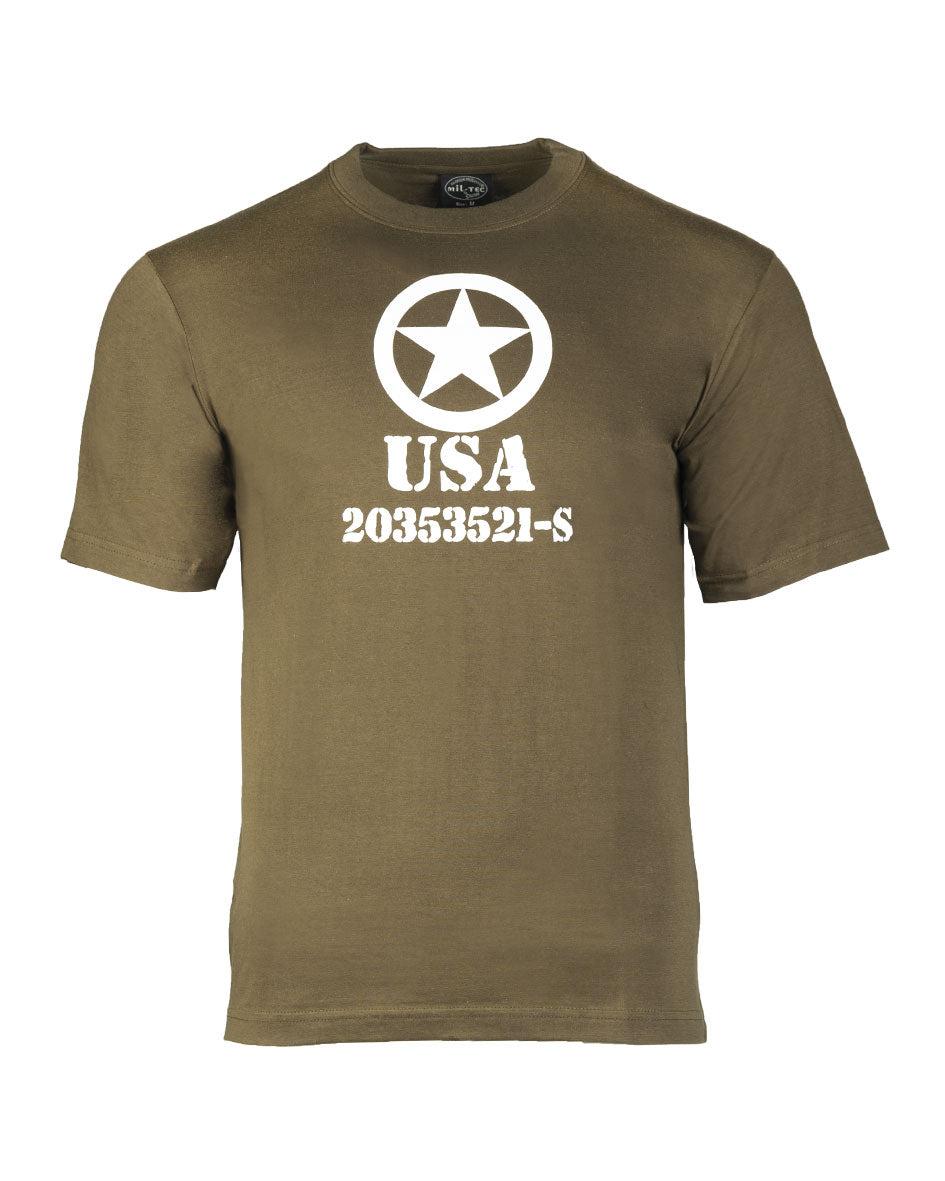 T-shirt imprimé Mil-Tec Allied Star en jersey simple de coton 140 à 145 g/m²