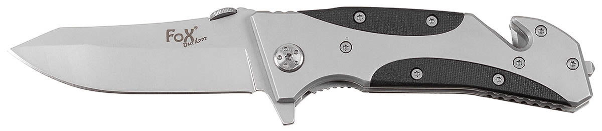 Couteau pliant Fox Outdoor lame 8,5 cm manche métal à inserts synthétiques et ergot