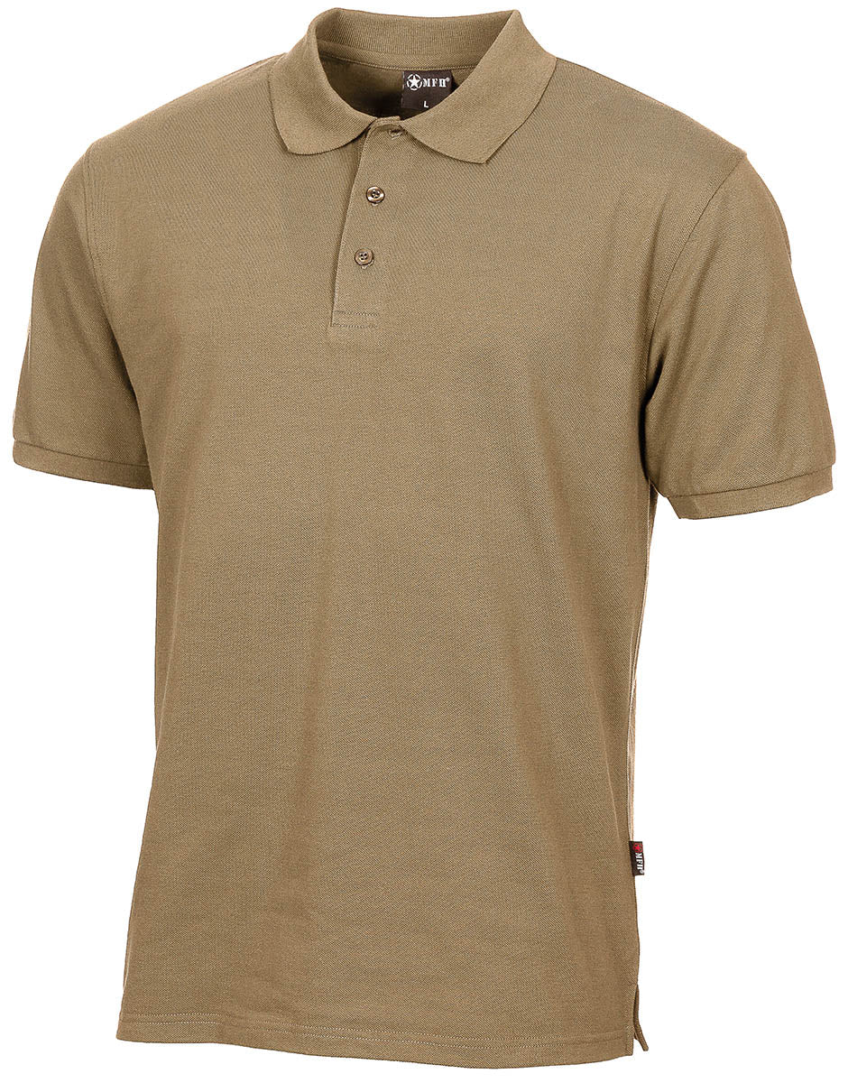 Polo MFH en polycoton patte trois boutons col tricoté et fente latérale renforcée