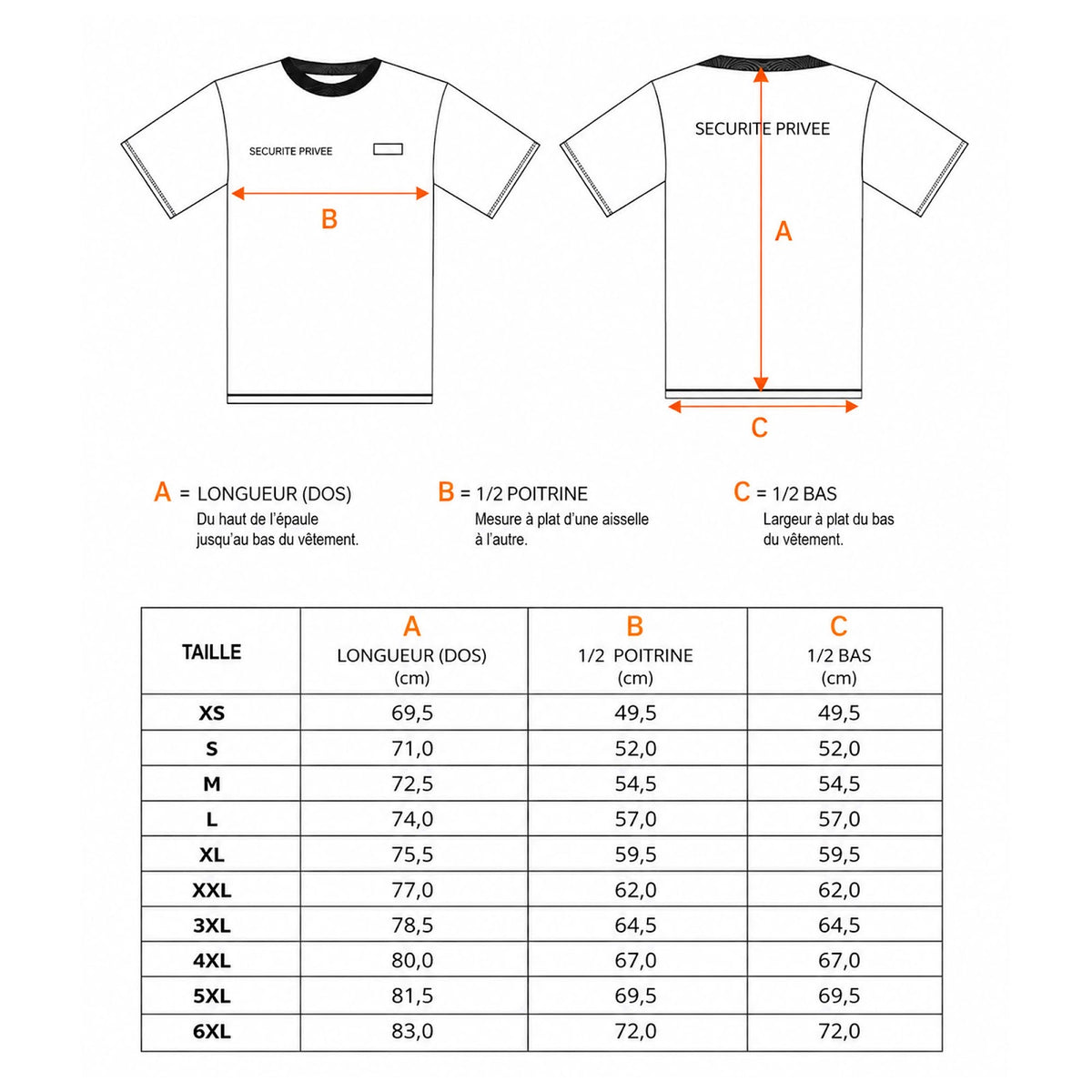 T-shirt Sécurité privée Patrol Equipement 100% coton marquage rétroréfléchissant