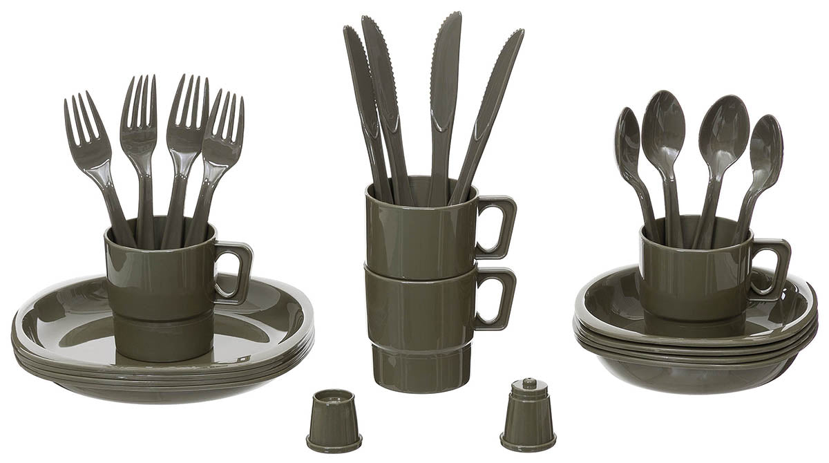 Gamelle de camping MFH 26 pièces en polypropylène pour 4 personnes avec mallette