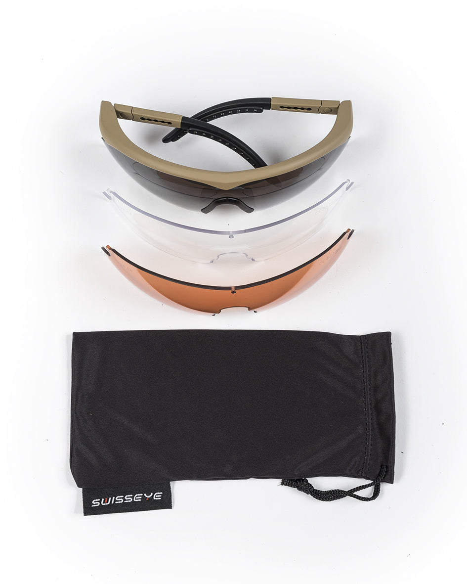 Lunettes de protection Swiss Eye Raptor taille moyenne EN 166 et pochette microfibre