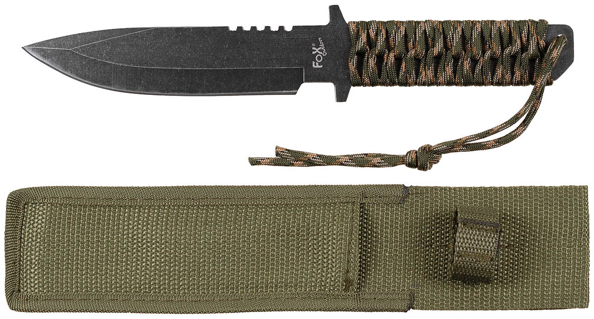 Couteau à lame fixe Fox Outdoor lame 16 cm finition stonewashed manche tressé
