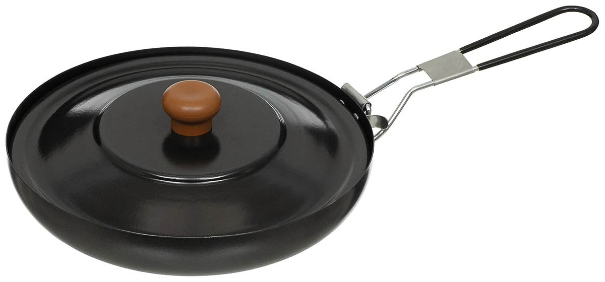 Poêle Fox Outdoor 24 cm à manche rabattable avec couvercle en métal émaillé
