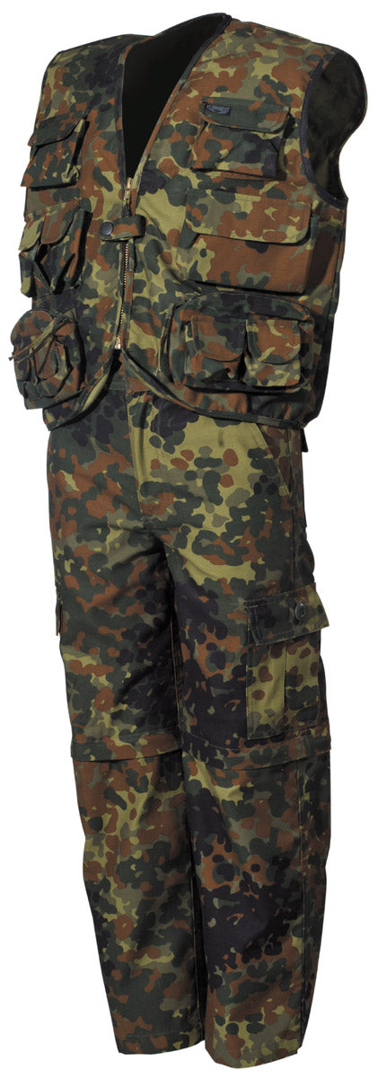 Ensemble enfant MFH gilet multipoche et pantalon à jambes amovibles, coupe d'été
